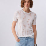 T-Shirt  de Malha Tricotada em Branco | LIU JO