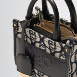 Mala de mão LIU JO mini tote bag com padrão logotipado em preto