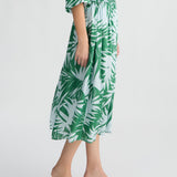 Conjunto acetinado de saia e blusa Liu Jo estampado em verde