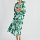 Conjunto acetinado de saia e blusa Liu Jo estampado em verde