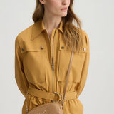 Mala de ombro LIU JO camel com padrão de losângulos em relevo
