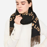 Xaile Jacquard com Franjas Preto | Liu jo