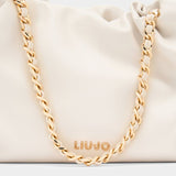 Mala de Ombro ecru com fecho de cordão medium | Liu Jo