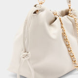 Mala de Ombro ecru com fecho de cordão medium | Liu Jo