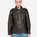 Jaqueta Biker em Polipele Castanha | Liu Jo