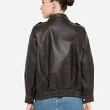 Jaqueta Biker em Polipele Castanha | Liu Jo