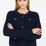Cardigan Mistura de Alpaca e Lã Azul | Liu Jo