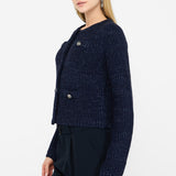 Cardigan Mistura de Alpaca e Lã Azul | Liu Jo