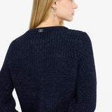 Cardigan Mistura de Alpaca e Lã Azul | Liu Jo
