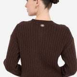 Cardigan em Malha de Lã Castanho | Liu Jo