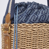 Mala de Mão "Bucket Bag" em Ráfia Azul | LIU JO