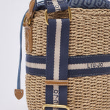 Mala de Mão "Bucket Bag" em Ráfia Azul | LIU JO