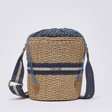 Mala de Mão "Bucket Bag" em Ráfia Azul | LIU JO