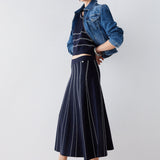Conjunto em Malha Azul com Pesponto | LIU JO