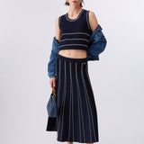 Conjunto em Malha Azul com Pesponto | LIU JO