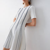 Vestido Curto em Malha Azul Com Pesponto | LIU JO