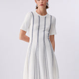 Vestido Curto em Malha Azul Com Pesponto | LIU JO
