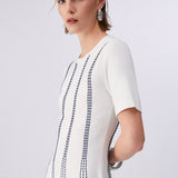 Vestido Curto em Malha Azul Com Pesponto | LIU JO