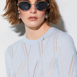 T-Shirt  de Malha Tricotada em Azul | LIU JO