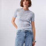 T-Shirt  de Malha Tricotada em Azul | LIU JO