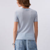 T-Shirt  de Malha Tricotada em Azul | LIU JO