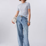 T-Shirt  de Malha Tricotada em Azul | LIU JO