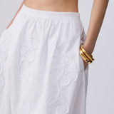 Saia Midi Branca com Bordado | LIU JO