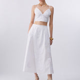 Saia Midi Branca com Bordado | LIU JO