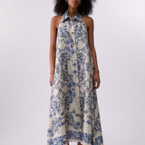 Vestido acetinado com Print Azul | LIU JO