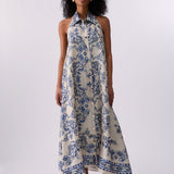 Vestido acetinado com Print Azul | LIU JO