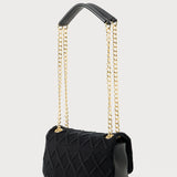 Mala de Ombro de Malha Tricotada Preta | Love Moschino