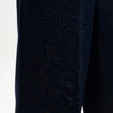 Calça Azul Cropped em de Linho com Bordados | Twinset