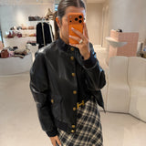 Casaco em Pele Sintética Preto com Botões | TWINSET