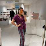 Colete em Malha com Cinto Roxo