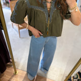 Calça de ganga wide leg clara