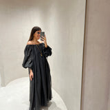 Vestido de musselina em preto semicouture