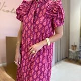 Vestido Midi Estampado Rosa | Violeta Store