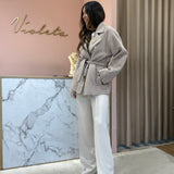 Casaco Curto em Fazenda de Lã com Cinto Bege | Liu Jo