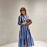 Vestido midi fluído tie dye azul