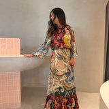 Vestido Lunar Boho Multicolor Maxi de Manga Comprida | FARM RIO