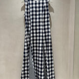 Vestido Midi Xadrez em Azul-marinho | Violeta Store