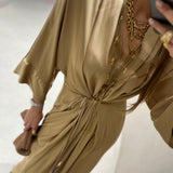Vestido midi Ottod'ame acetinado dourado