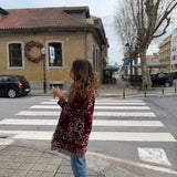 Casaco de Malha Bordeaux com Franjas Print Bandana | VIOLETA