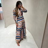 Vestido midi com print geométrico