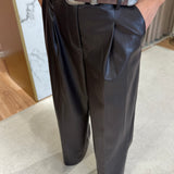 Calças Castanhas em Couro Sintético Rami | ba&sh