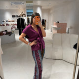 Colete em Malha com Cinto Roxo