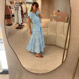 Vestido comprido Scotch & Soda de bordado inglês azul
