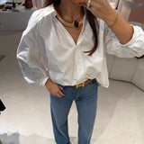 Camisa Carlita em Popelina Branca | Semicouture