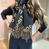 Camisola com Decote em Bico em Malha de Lã Preta | Liu Jo