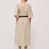 Vestido Midi em Popelina Bege | OTTOD'AME